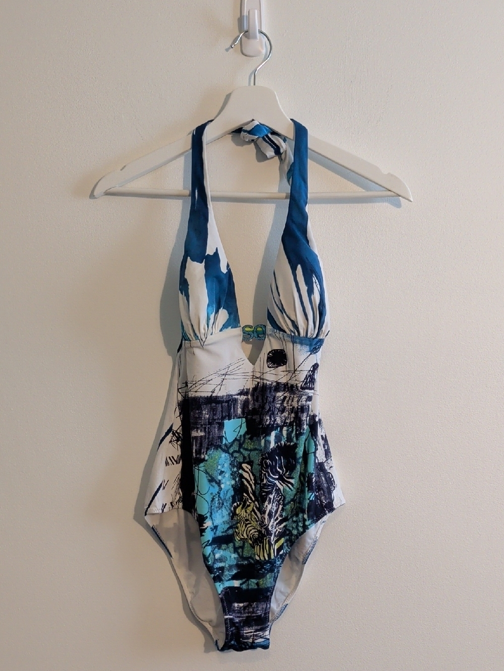 SAVE THE QUEEN graphic one-piece swimsuit - size large